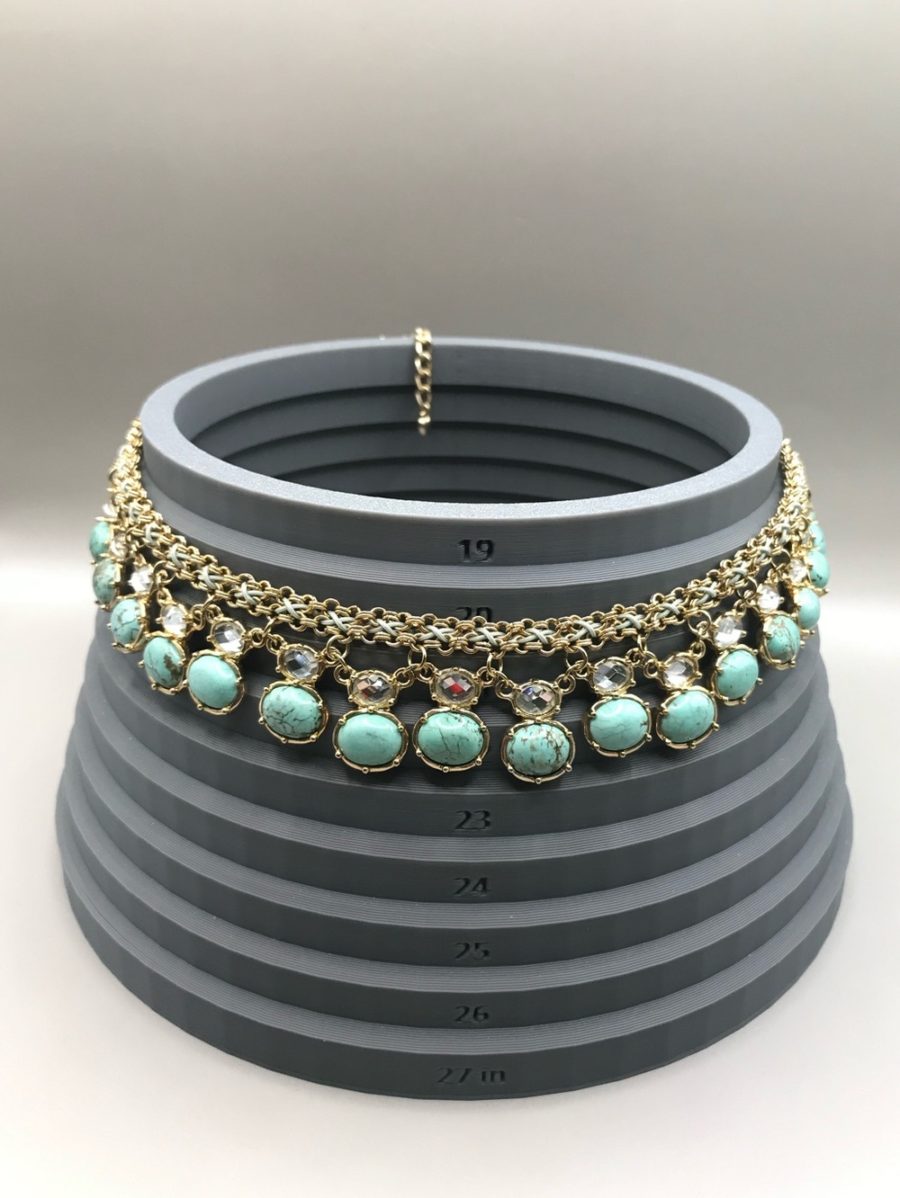 Gold-Tone & Faux Turquoise Pendants Necklace - Picture 6 of 8